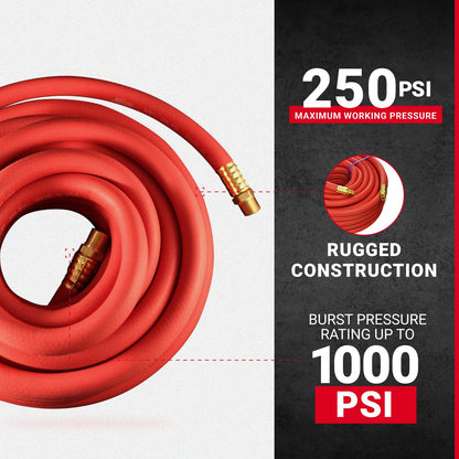 Milton 1635 Manguera de aire de goma EPDM de 50 pies de 3/8" ID