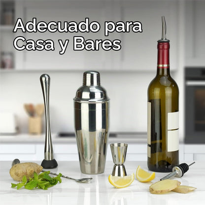 Arora - Juego de 6 Piezas - Acero Inoxidable - Herramientas Profesionales de Bar para Mezclar Bebidas, hogar, Bar, Fiesta, Plata, 24 onzas (85111)