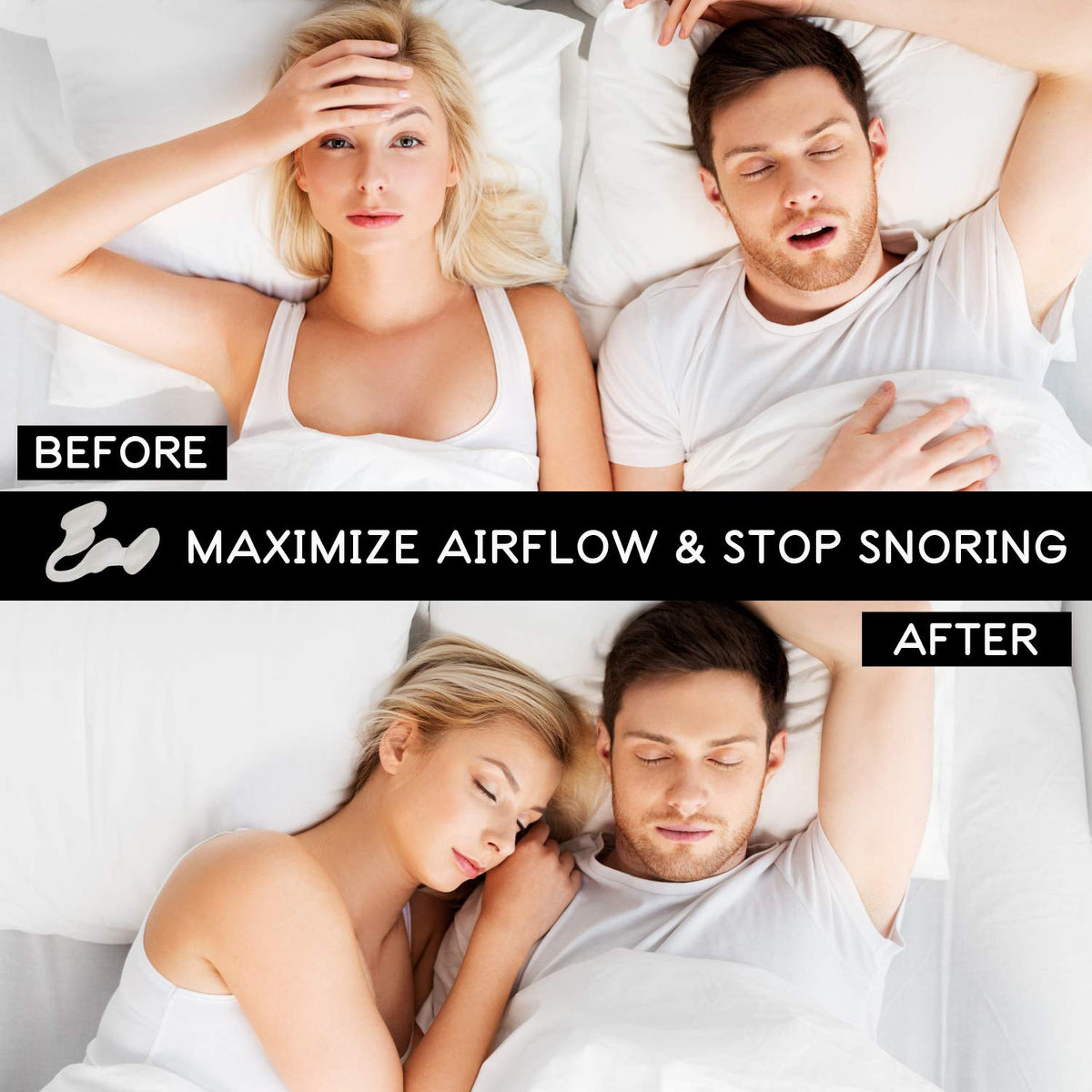 AIRMAX Nasal Dilator for Better Sleep - Natural, Comfortable, Anti Snoring Device, Snoring Solution for Maximum Airflow and Easier Breathing (Small – Clear)