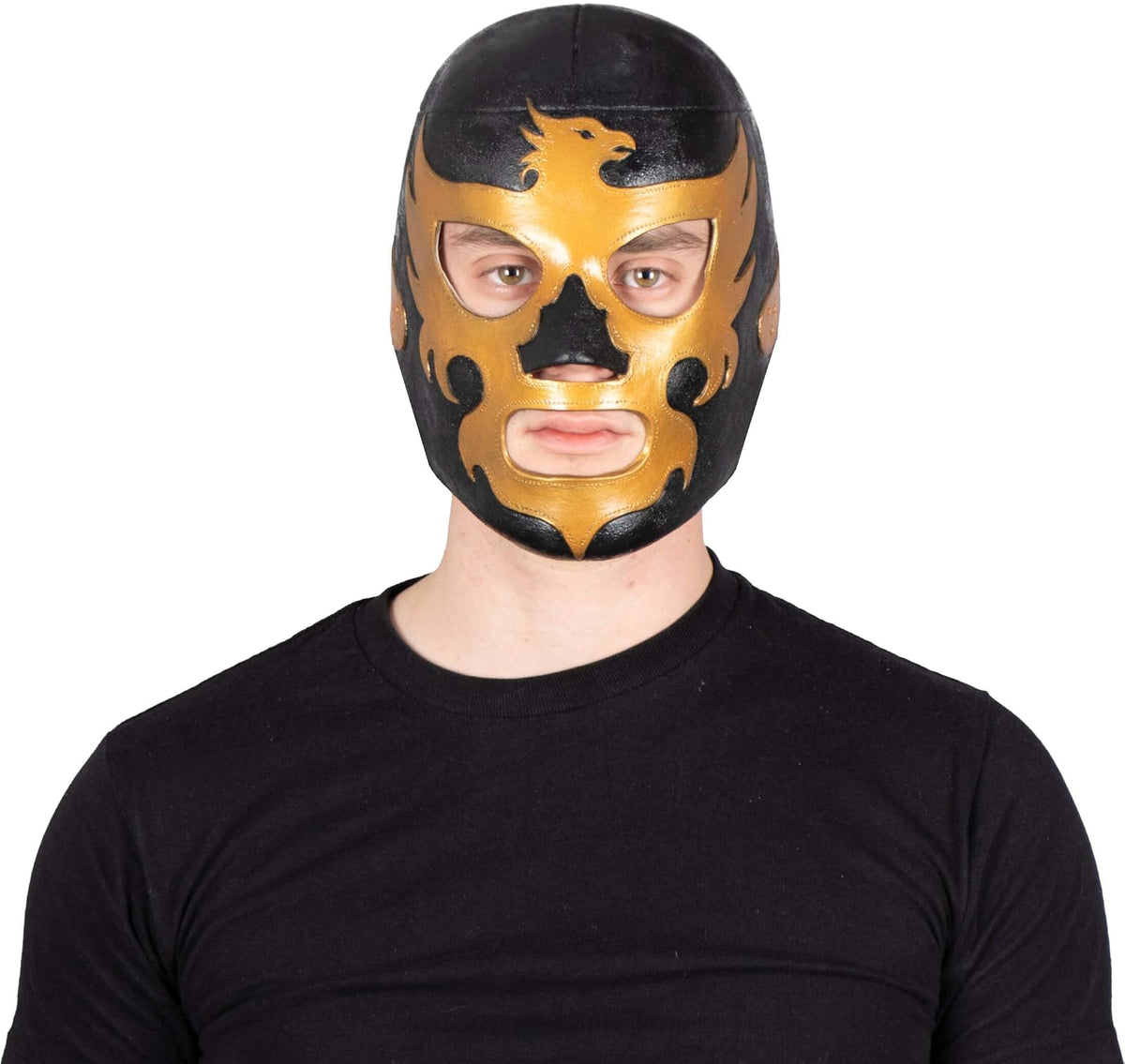 REV Máscara De Luchador Mexicano Leyenda Dorada Para Adulto, Diseño Negro Y Dorado Enmascarado De Lucha Libre, Ideal Para Halloween, Eventos Deportivos, Cosplay, Porras Y Partidos