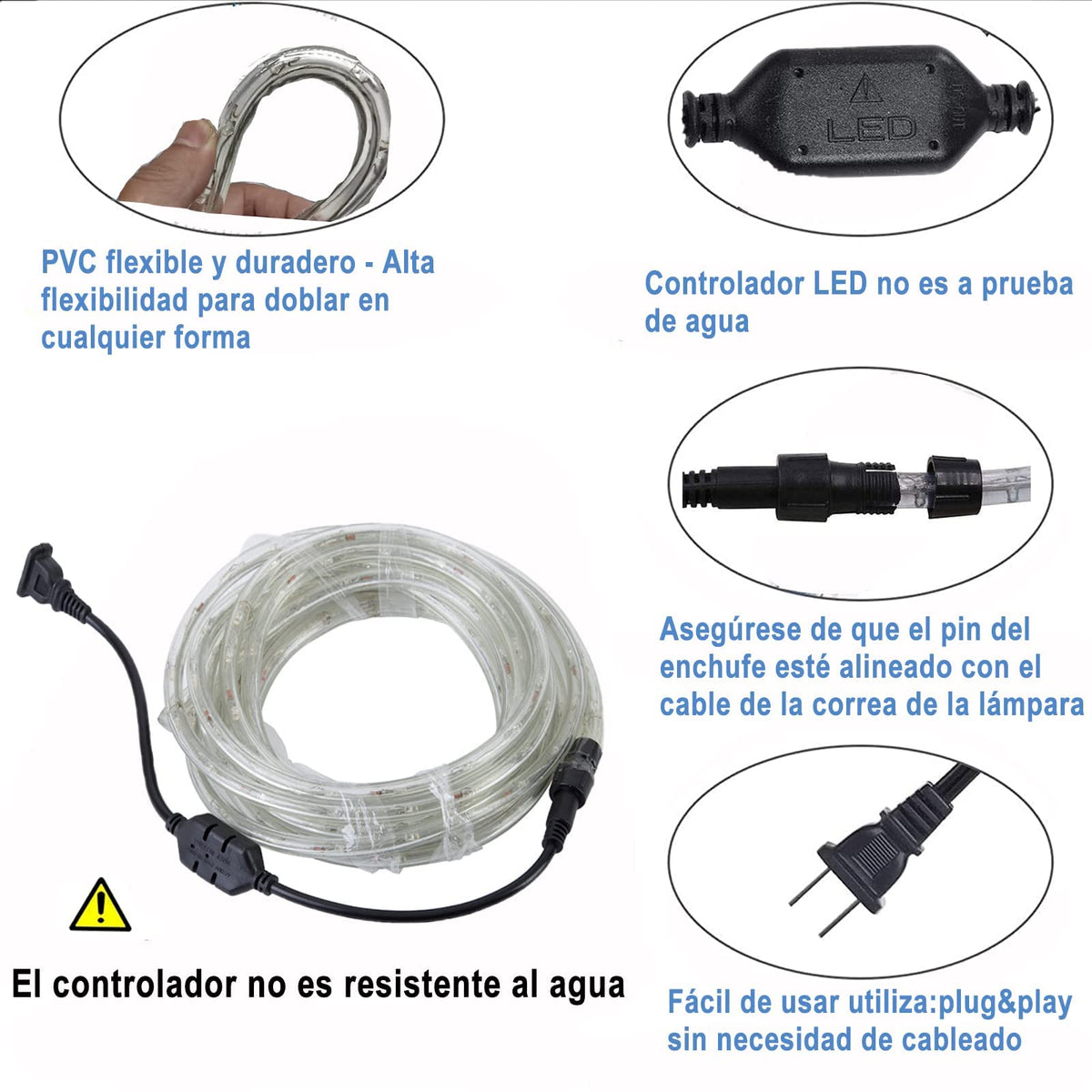 DOSYU Luces de Navidad, 400 LED 8 Modos 20M, Luces de Cadena,110 V-130V, Luz de Cuerda Tubo de PVC IP67 Impermeable para Decoracion de Cubiertas, Patios, Arbusto, Piscinas (20M, Multicolor)