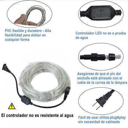 DOSYU Luces de Navidad, 400 LED 8 Modos 20M, Luces de Cadena,110 V-130V, Luz de Cuerda Tubo de PVC IP67 Impermeable para Decoracion de Cubiertas, Patios, Arbusto, Piscinas (20M, Multicolor)