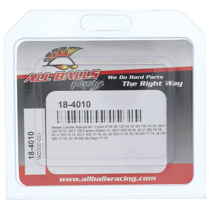 All Balls Racing 18-4010 Juego de cilindro maestro de embrague compatible con/reemplazo para KTM 125 SX 2016-2017, 150 SX 2016-2017, 150 XC-W 2017, 250 SX-F 2016-2017, 250 SX-F Factory Edition 250 15 | Repuesto OEM, compatible con SX-F 250, para vehículos