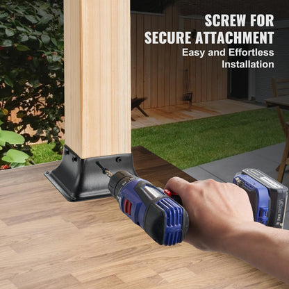 VEVOR 20 Piezas Soportes para Postes de Madera 4" x 4"(102 x 102 mm) Base Interna de Poste de Acero al Carbono para Anclaje de Poste de Madera Estándar de , de Terraza, Porche