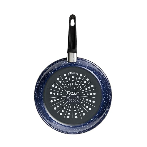 Ekco | Batería de Cocina 9 Pzas Acero Esmaltado para Inducción Azul | Compatible con inducción, Tapas de vidrio, Fácil limpieza, Asas ergonómicas, Calentamiento uniforme, Alta durabilidad