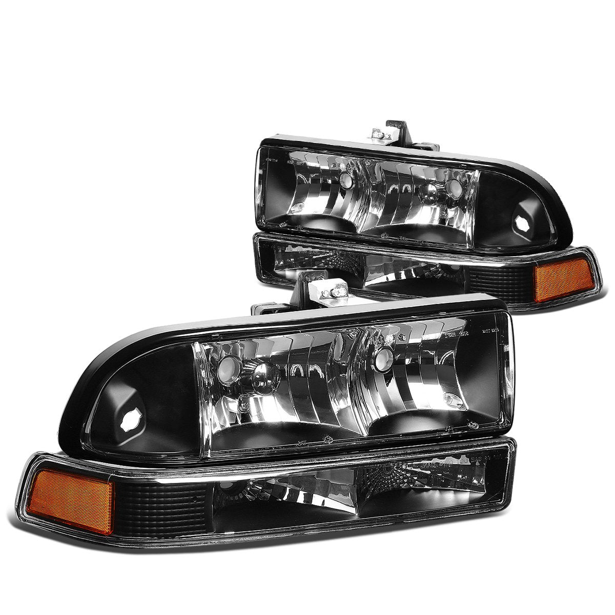 DNA Motoring HL-OH-S10984P-BK-AM Faros Delanteros de Esquina Ámbar para Blazer S10 98-04, Negro