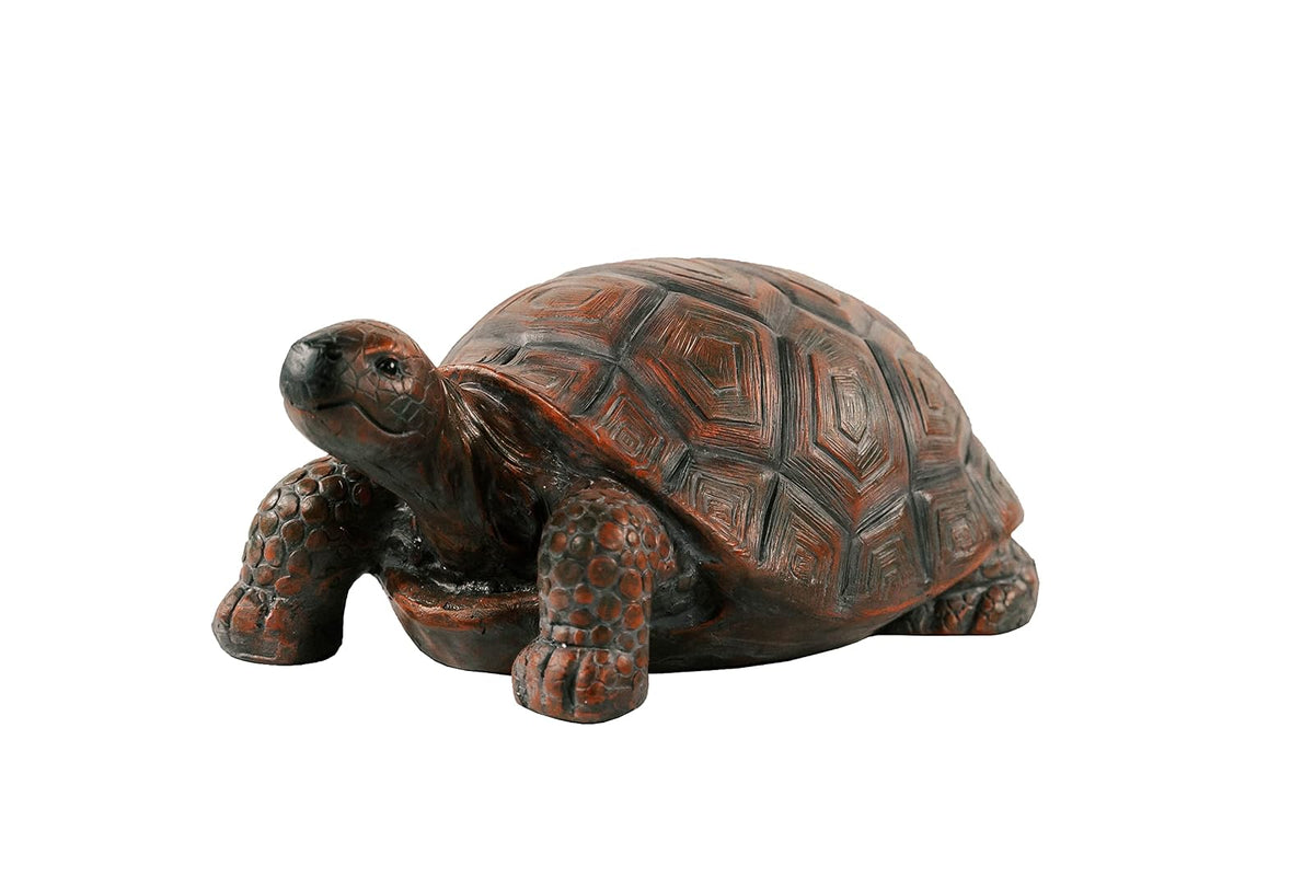 XBrand Estatua de Tortuga Caminante MgO marrón y Negro de 21.3 Pulgadas de Largo, decoración Interior o Exterior, Escultura de diseño Natural, (TurtleBnBkX84)