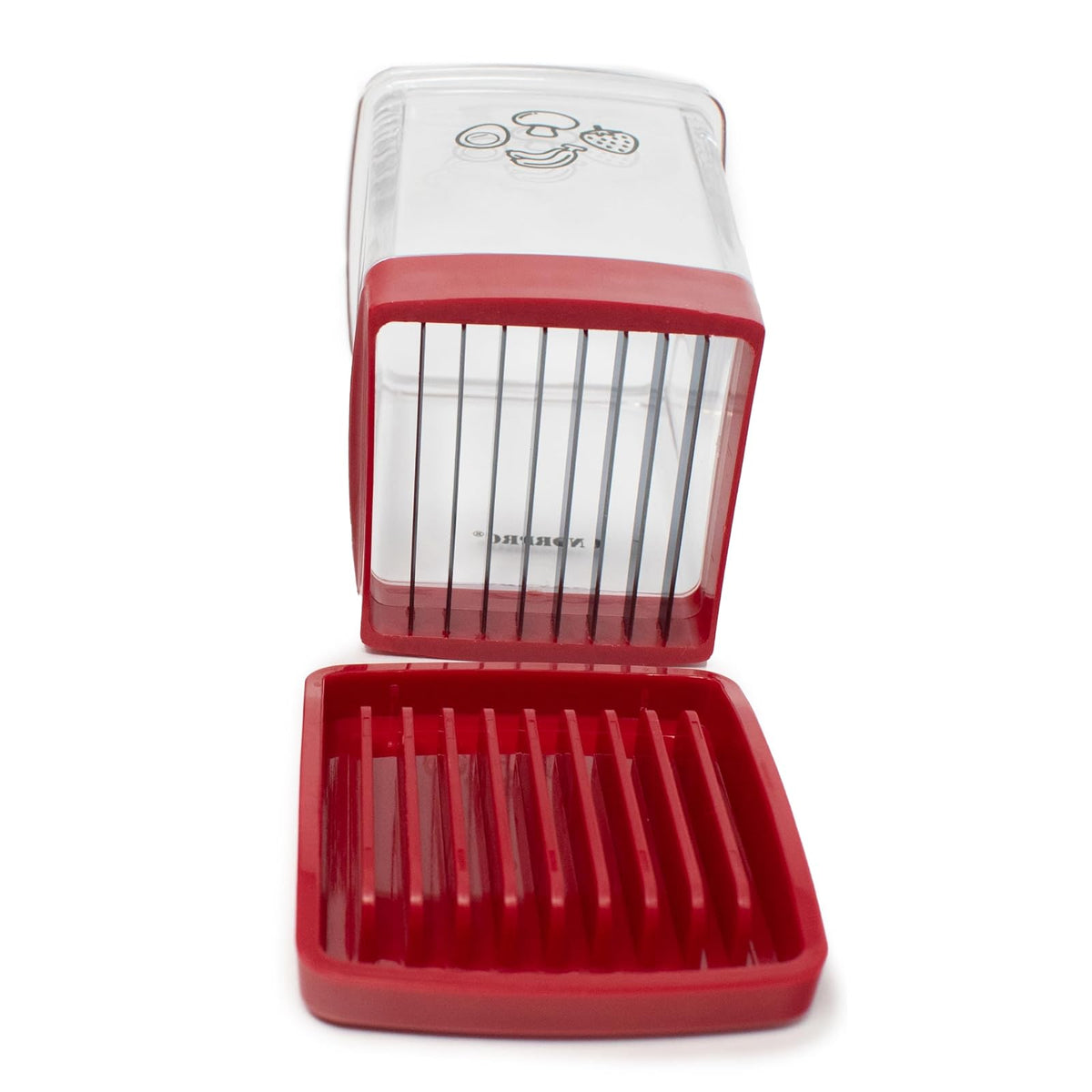 Norpro Speed Slicer con placa de empuje, rojo, 3 pulgadas de largo x 3 pulgadas de ancho x 4.25 pulgadas de alto