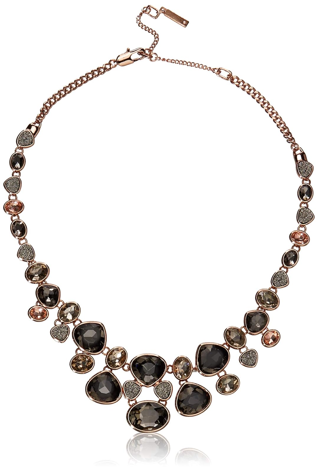 Kenneth Cole Collar Oro Rosado Multicolgante para Mujer | Pedrería de Negros y Rosas, Forma de Gota
