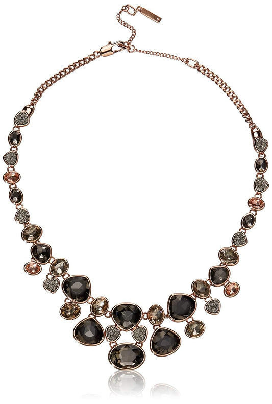 Kenneth Cole Collar Oro Rosado Multicolgante para Mujer | Pedrería de Negros y Rosas, Forma de Gota