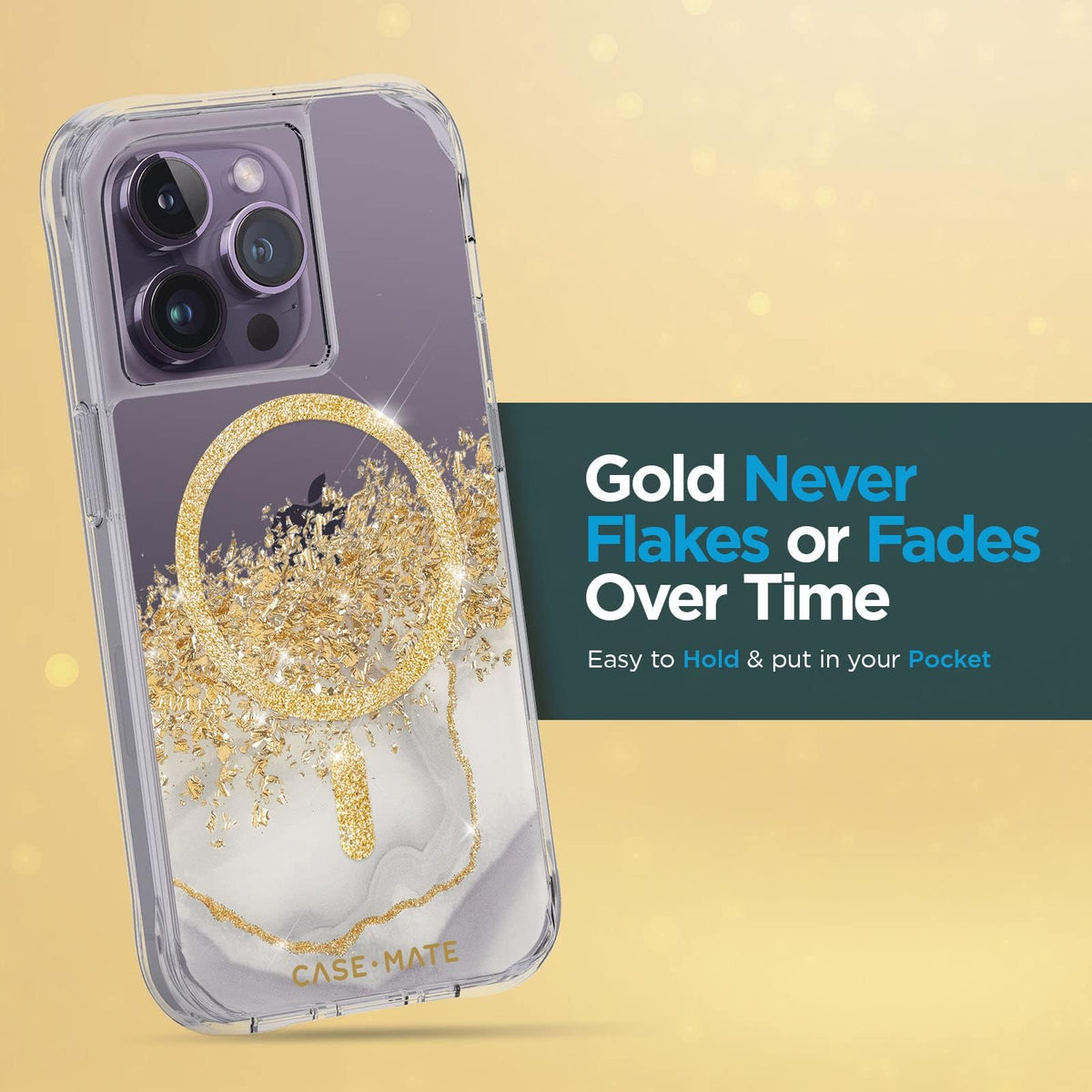 Case-Mate iPhone 14 Pro Case - Karat Marble [10FT Drop Protection] [Compatible with MagSafe] Magnetic Cover with Cute Bling Sparkle for iPhone 14 Pro 6.1", Anti-Scratch, Shock Absorbent, Slim Fit