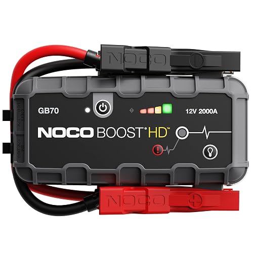 NOCO Boost GB70: Arrancador de batería de Auto 2000A – Booster de Litio portátil 12V, Power Bank y Cables para Pasar Corriente – para Motores de Gasolina hasta 8.0L y diésel hasta 6.0L
