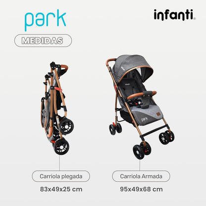 INFANTI | Carriola Para Bebe Modelo PARK | Ideal Para Bebes De 6 Meses En Adelante | Ligera Y De Facil Plegado | Color Gris