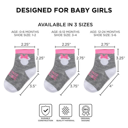 ABG Accessories Baby Girls & Boys Minnie Mouse, Mickey Mouse, Baby Shark, Justice League 10-pack Infant Sock 0-24 Months Calcetines para bebé bebés niñas