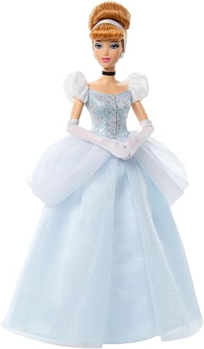 Mattel Disney Princess Sparkling Princess Cenicienta Muñeca a la Moda | Muñeca Posable con aspecto distintivo con vestido, zapatos, collar y aretes, inspirada en DMovie (exclusivo de )