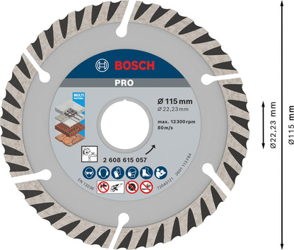 Bosch DISCO DIAM. | UNIVERSAL | SEGMENTADO | 4 1/2'' | Para hormigón, hormigón armado, Ø 115 mm, accesorio profesional Amoladora angular pequeña