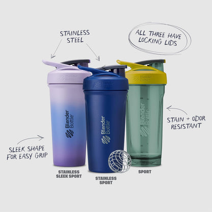 BlenderBottle - Botella de coctelera deportiva con batidor de alambre, 28 onzas, amarillo, batidos de proteínas e hidratación para atletas y entusiastas del fitness, fácil de mezclar, duradera y