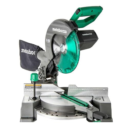 Metabo HPT - Sierra inglete compuesta de bisel único de 10 pulgadas, sierra de potencia de 15 amperios con línea de sombra de corte Xact, ángulos de inglete de precisión, bisel único 0-45°, hoja de