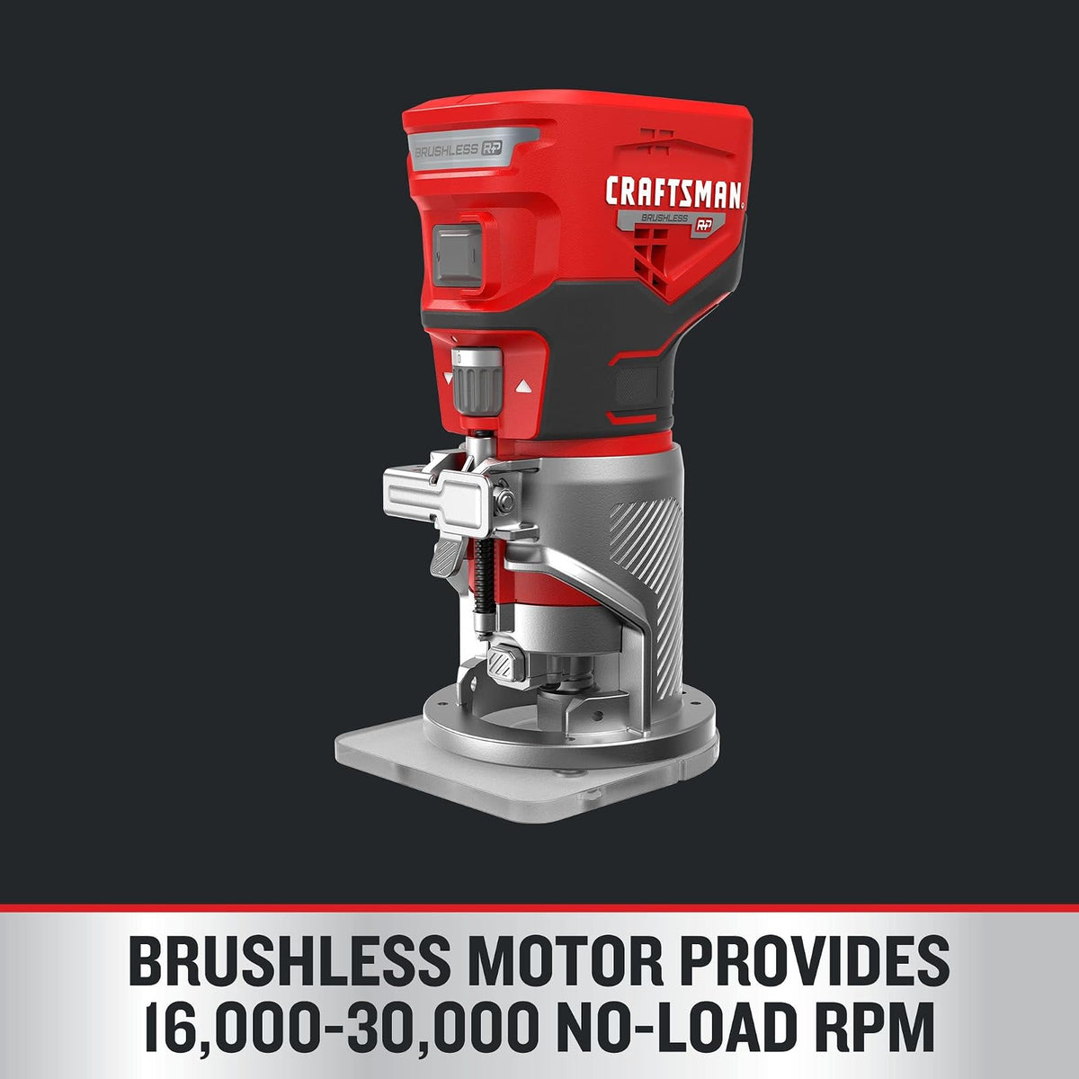 CRAFTSMAN V20 Herramienta de enrutador, sin cable, velocidad variable, enrutador de base fija con ajuste de profundidad, solo herramienta desnuda (CMCW400B)