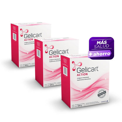 Gelicart Action colágeno hidrolizado suplemento alimenticio, 90 Sobres 20g.