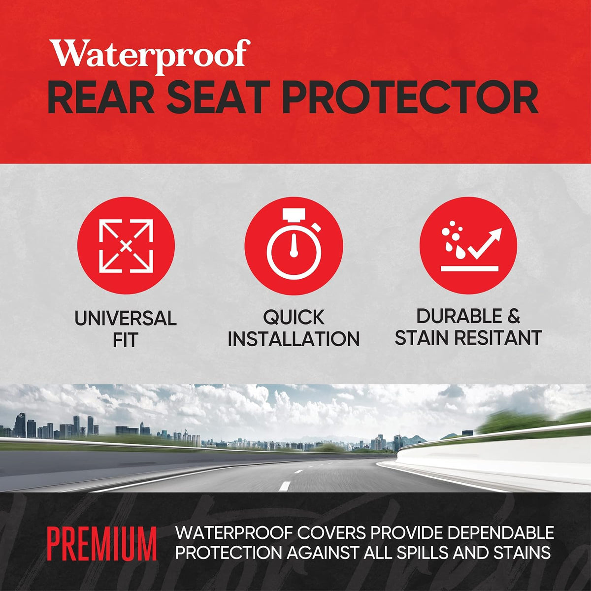 BDK - Funda para asiento trasero de automóvil Motor Trend AquaShield de color beige, impermeable, funda de asiento trasera acolchada de neopreno para automóviles, funda de asiento de automóvil