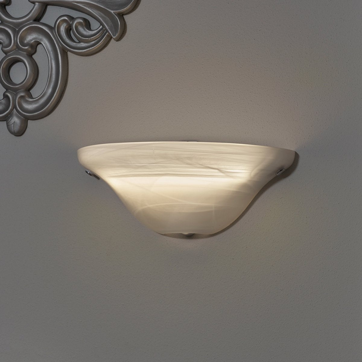 It's Exciting Lighting IEL-4400 - Cono de Vidrio de mármol Esmerilado, Funciona con baterías, Temporizador de 4 Horas, Half Moon Marble, Blanco, 1