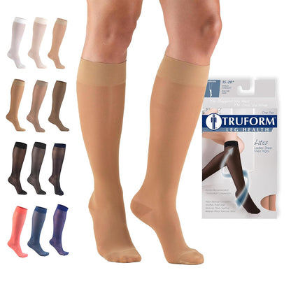 Truform Medias de Compresión 15-20 mmHg, Largo Hasta la Rodilla - X-Large - Beige