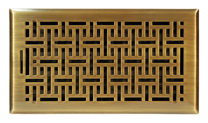 Accord AMFRABB610 Floor Register with Wicker Design, 6-Inch x 10-Inch(Duct Opening Measurements), Antique Brass - Latón antiguo - 6" x 10"