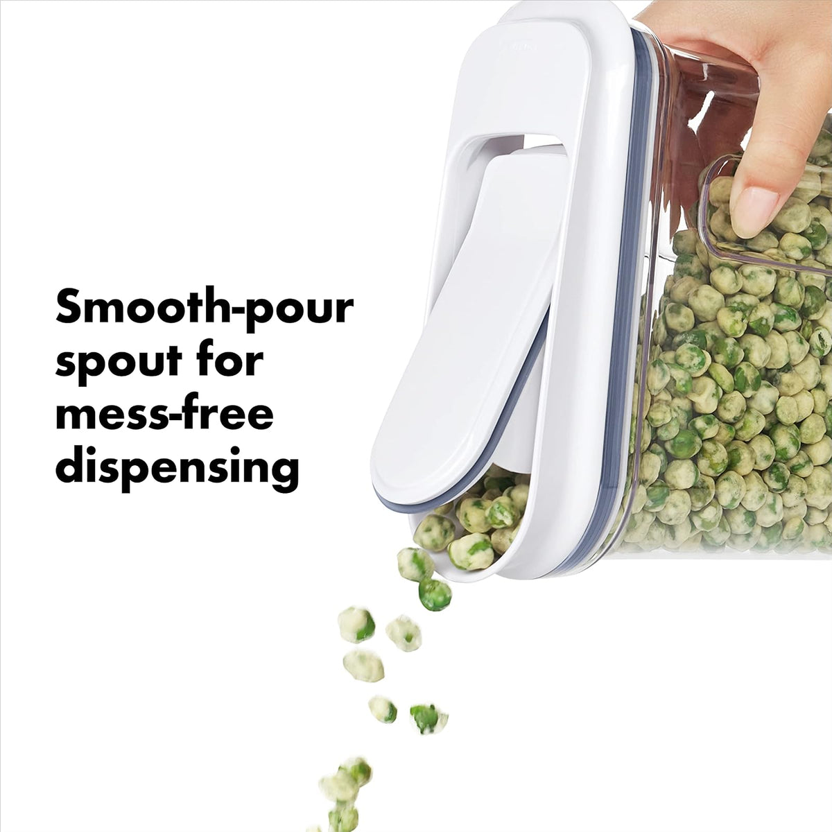 Oxo 11247400 11247400 mlNYK Mini All Purpose Dispenser, 1.1 litros, Blanco | Sello de una sola prensa, boquilla de fácil verter, dos juntas de silicona, tapa abierta, ideal para frijoles, granola