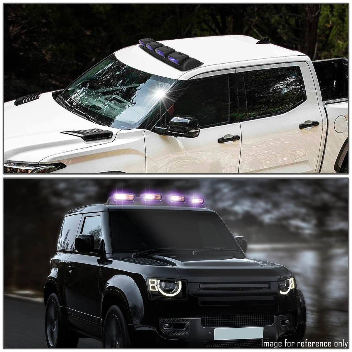 DNA Motoring FL-ZTL-359-BL Luz Antiniebla Universal de Techo con Arnés e Interruptor Interior, Lente Azul Carcasa Cromada