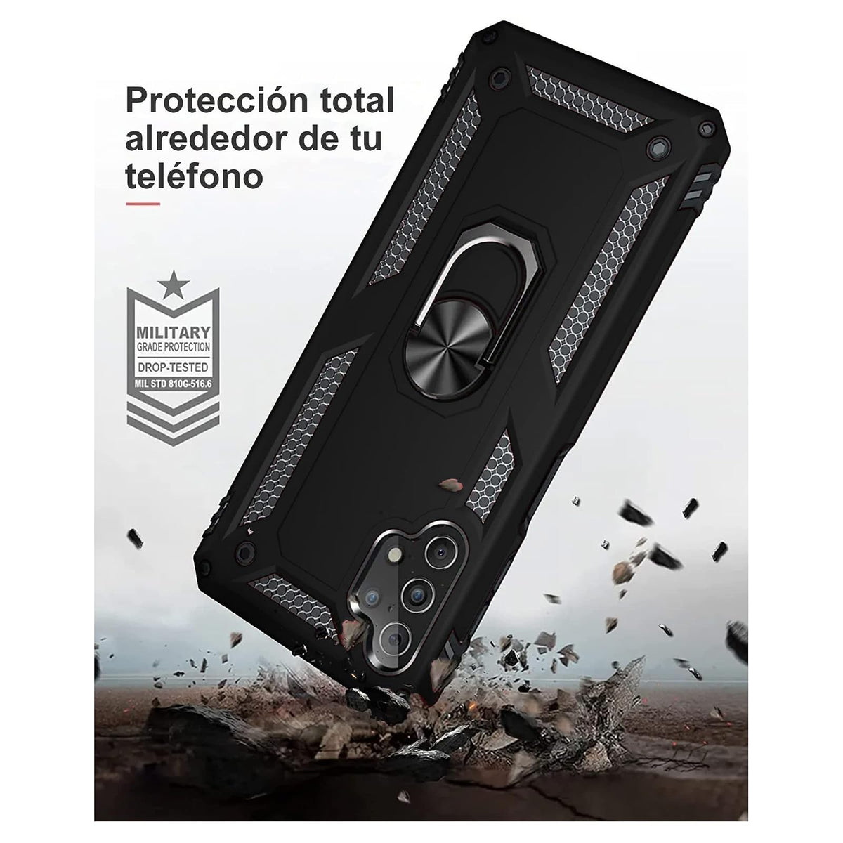 Funda Uso Rudo con Anillo para Moto Edge 20 Lite (Negro)