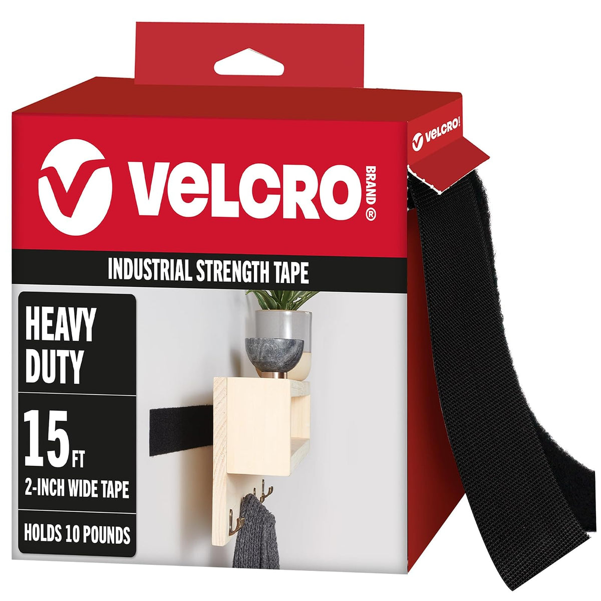 VELCRO Brand Cinta de Sujeción Industrial, Interior/Exterior - Black - 4.5m x 5cm - Sujetadores resistentes de la marca VELCRO