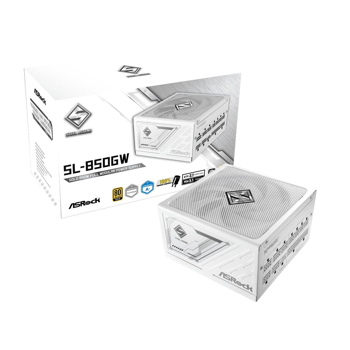 Fuente de Poder ASRock Phantom Gaming PG-850G Modular 80 Plus Gold - 850 W - 850 GW