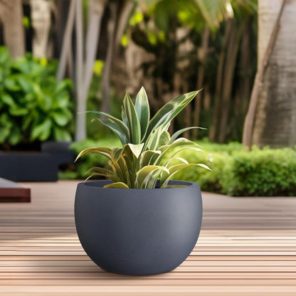Kante - Maceta Redonda de hormigón de 15.7 Pulgadas de diámetro, para Exteriores e Interiores, con Orificio de Drenaje y tapón de Goma para jardín, Patio, balcón, hogar, carbón