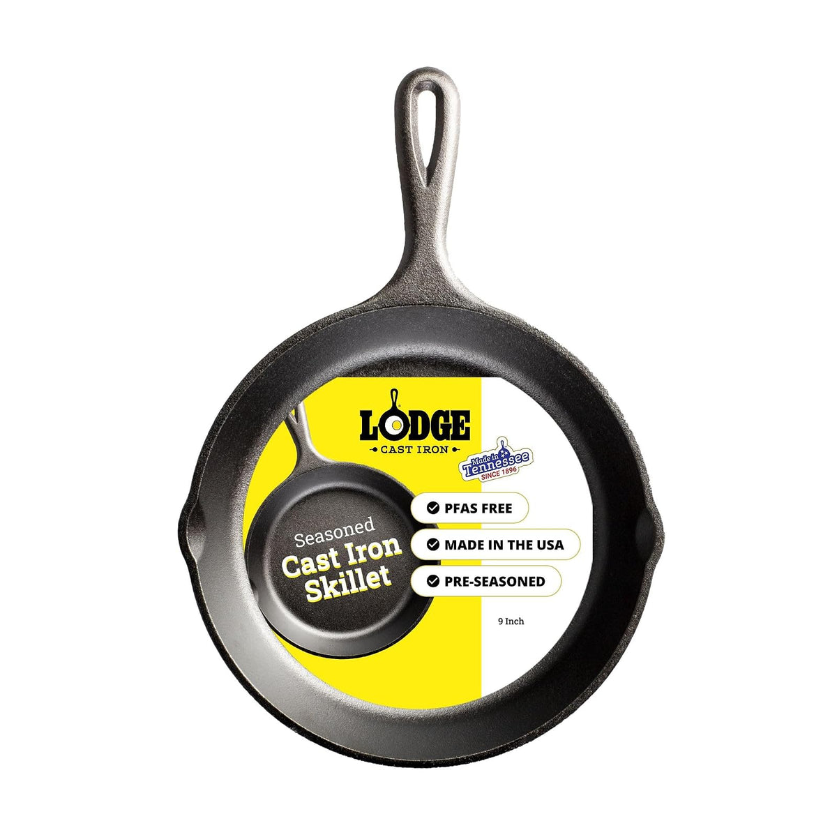Lodge Sartén de Hierro Precurada, Lista para Usar - 9 Inch - Negro - Sartén