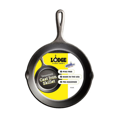 Lodge Sartén de Hierro Precurada, Lista para Usar - 9 Inch - Negro - Sartén
