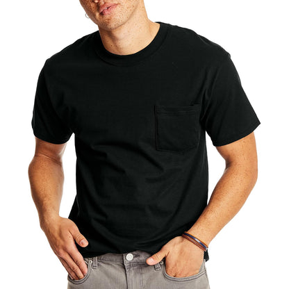 Hanes Beefy-T Playera con Bolsillo para Hombre - negro, (Black - 1 Pack) - G