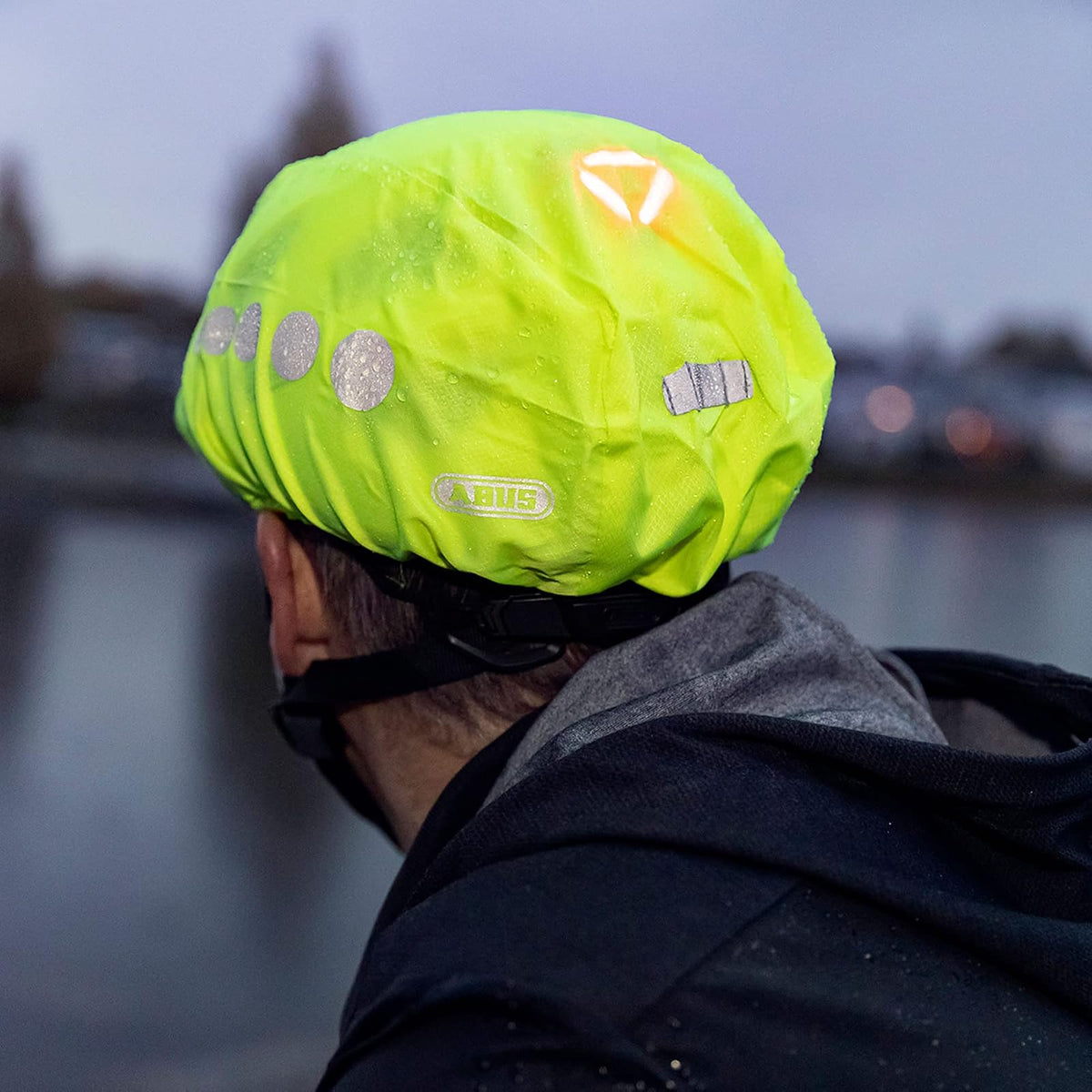 ABUS - Gorra Impermeable para Cascos, Funda Impermeable con reflectores Decorativos y Banda elástica