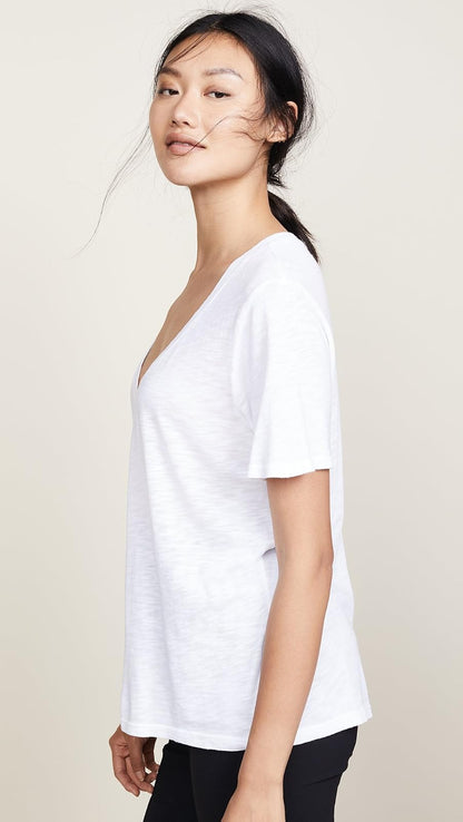 Splendid Playera de Manga Corta con Cuello en V. Camiseta para Mujer