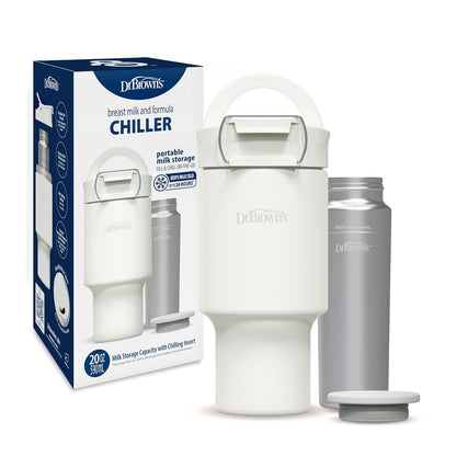 Dr. Brown's - Enfriador de leche materna y fórmula, almacenamiento aislado portátil para bombeo de leche materna y alimentación con biberón, capacidad de 20 onzas/590 ml, blanco ártico, sin BPA
