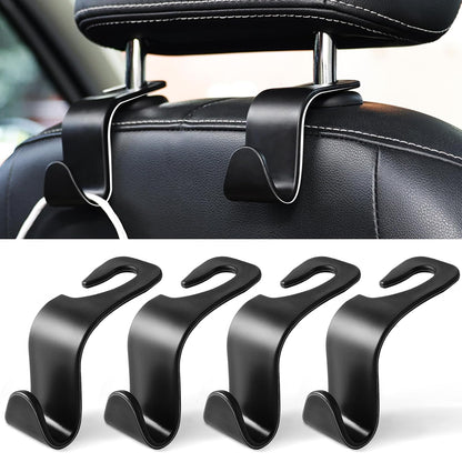 LivTee - Ganchos para los reposacabezas del asiento del coche, de color negro, para bolsos, ropa, abrigos o bolsas de la compra, juego de 4