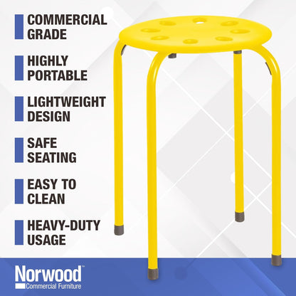 Norwood Commercial Furniture NOR-1101AC-SO Plastic Stack Stools, 17.75" Height, 11.75" Width, 11.75" Length, Assorted Colors (Pack of 5)