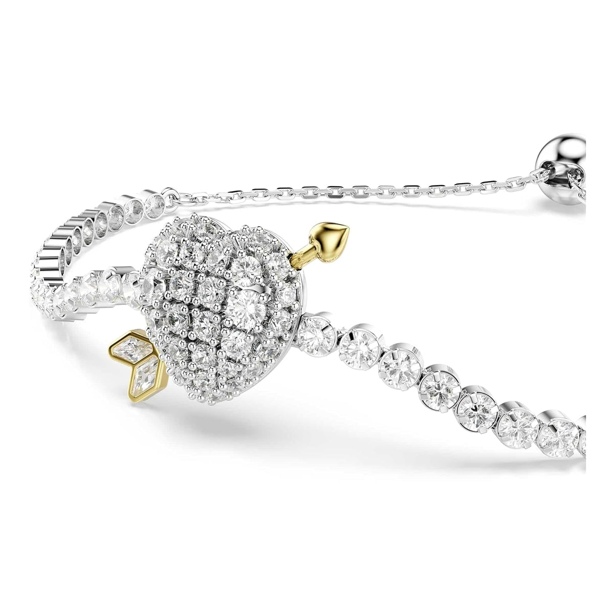 Pulsera Swarovski Idyllia, Corazón con flecha, Blanco, Baño de Rodio