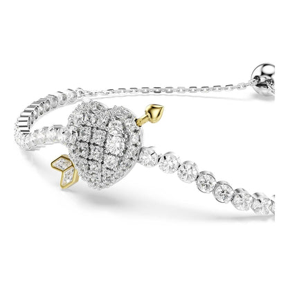 Pulsera Swarovski Idyllia, Corazón con flecha, Blanco, Baño de Rodio