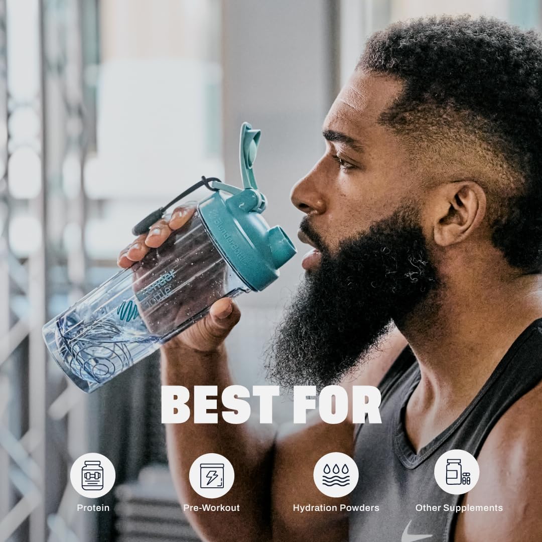 BlenderBottle Shaker Bottle Pro Series Perfecto para batidos de proteínas y pre entrenamiento, 32 onzas, azul cerúleo