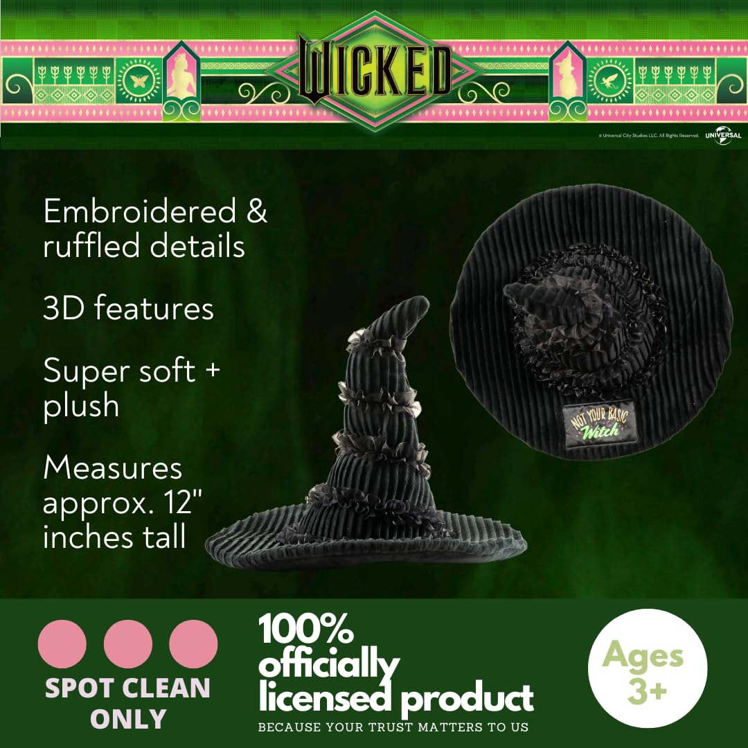 Franco - Cojín Coleccionable de Wicked del Sombrero de Elphaba, Decorativa, Felpa Supersuave, 36 x 23 cm, (Producto con Licencia Oficial)