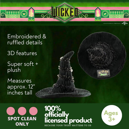 Franco - Cojín Coleccionable de Wicked del Sombrero de Elphaba, Decorativa, Felpa Supersuave, 36 x 23 cm, (Producto con Licencia Oficial)