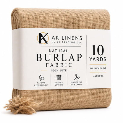 AK TRADING CO. 40 pulgadas de ancho x 10 yardas (30 pies) – Tela de arpillera natural multiusos – para decoración, manualidades, hogar, bodas, manteles, paisajismo, proyectos de jardín y mucho más