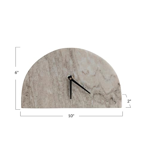 Bloomingville - Reloj Decorativo de Media Luna de mármol para repisa, Beige y Negro