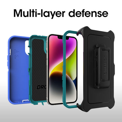 OtterBox DEFENDER SERIES SCREENLESS EDITION para iPhone 14 Plus - RAIN CHECK (Azul)